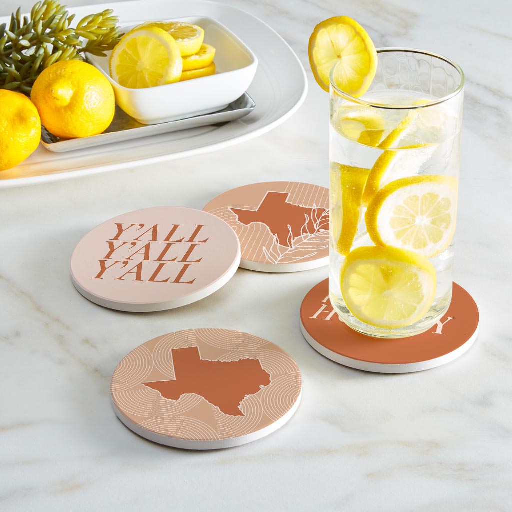 Modern Minimalist Texas Set | Absorbent Coasters | Set of 4 | Min 2