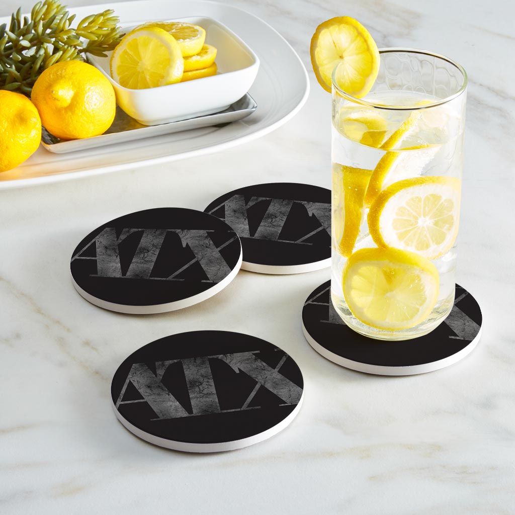 Minimalistic B&W Texas Austin Black Initials | Absorbent Coasters | Set of 4 | Min 2