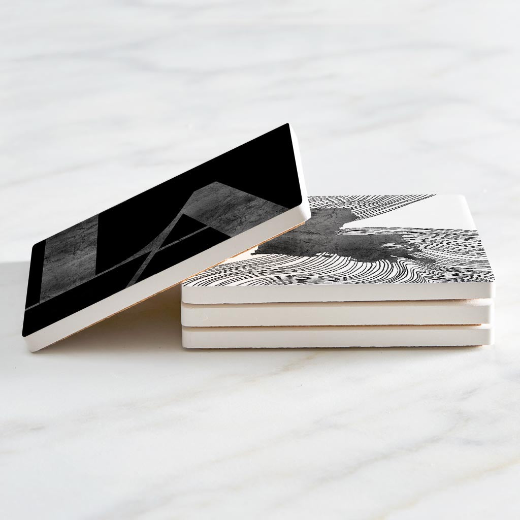 Modern Black White Louisiana Set | Absorbent Coasters | Set of 4 | Min 2