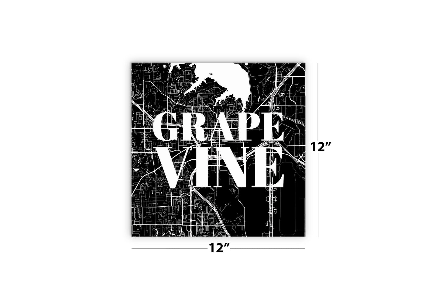 Minimalistic B&W Texas Grapevine Map | Wood Sign | Eaches | Min 2