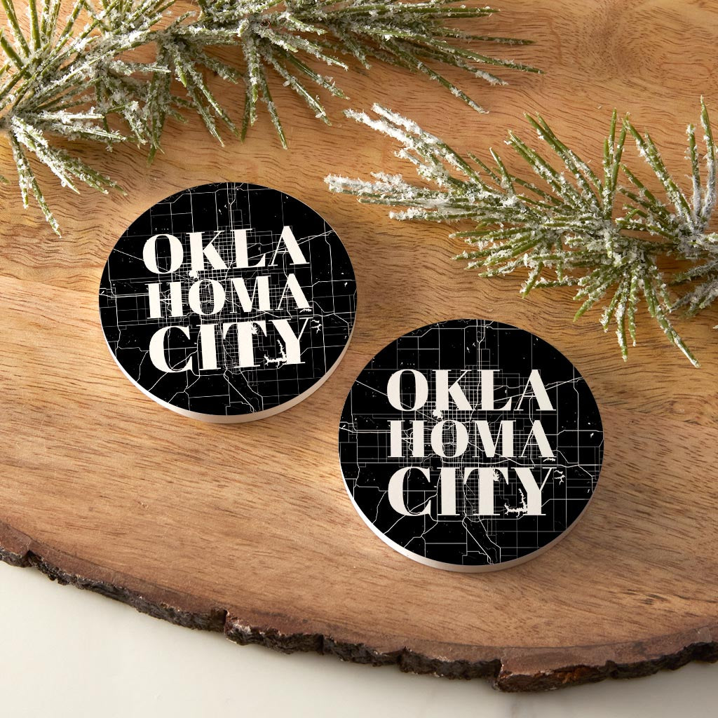 Modern Oklahoma City Map| Absorbent Car Coasters | Set of 2 | Min 4