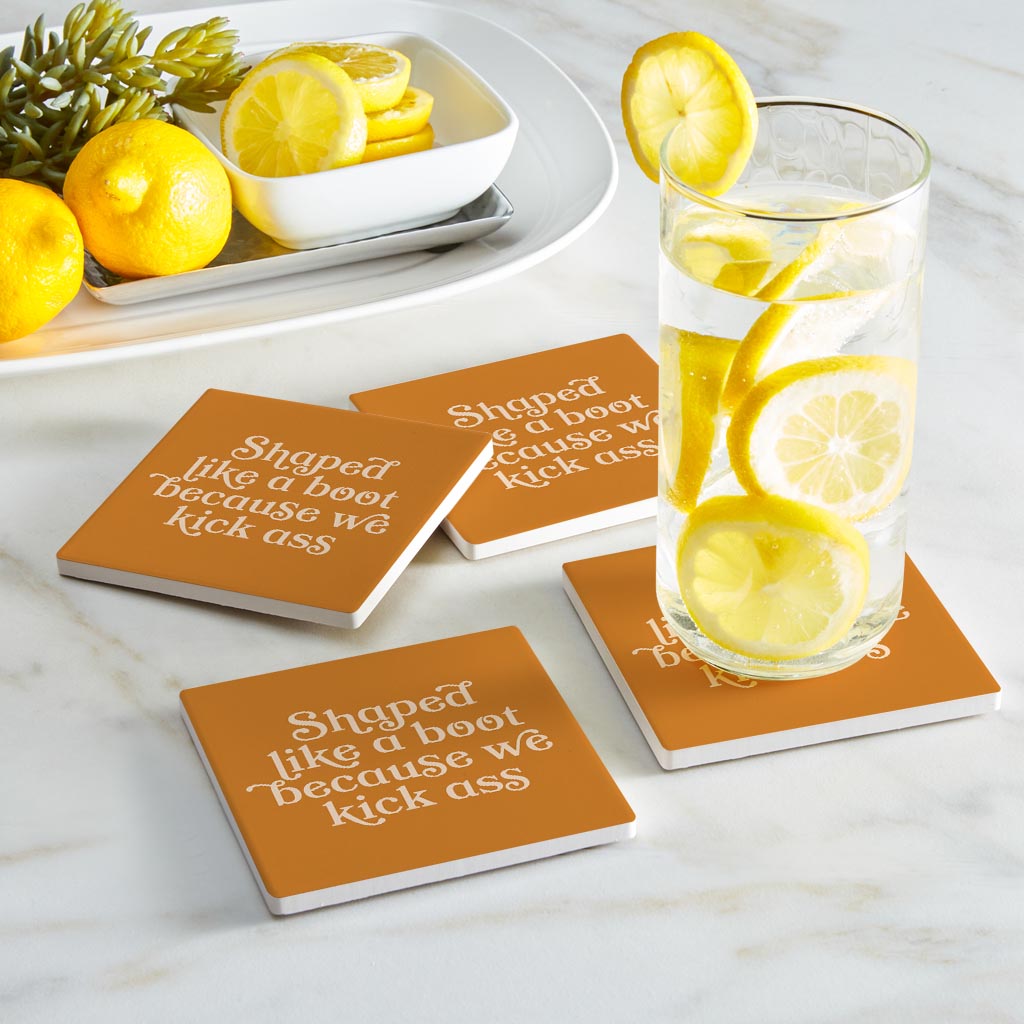 Modern Minimalist Louisiana Funny Boot Saying | Absorbent Coasters | Set of 4 | Min 2