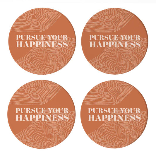 Modern Minimalist Pennsylvania Happiness Quip | Absorbent Coasters | Set of 4 | Min 2