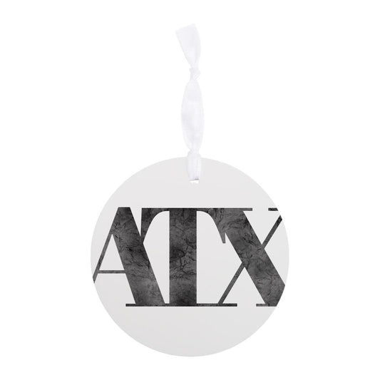 Minimalistic B&W Texas Austin White Initials | Wood Ornament | Eaches | Min 6