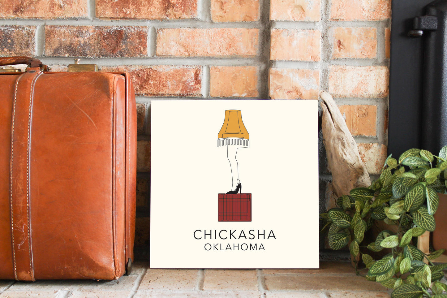 Modern Minimalist Oklahoma Colorful Chickasha Leg Lamp | Wood Sign | Eaches | Min 2