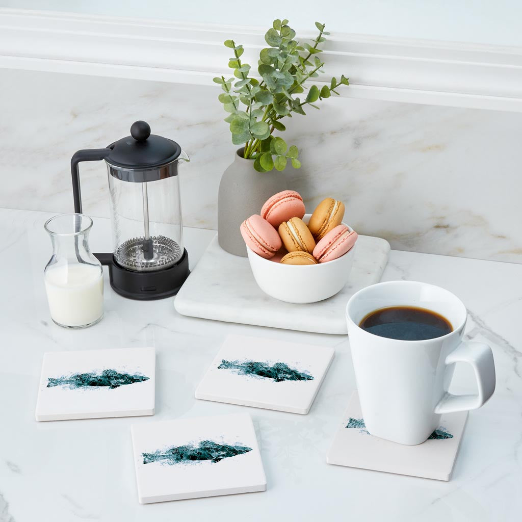 Blue White Water Color Speckled Trout| Absorbent Coasters | Set of 4 | Min 2