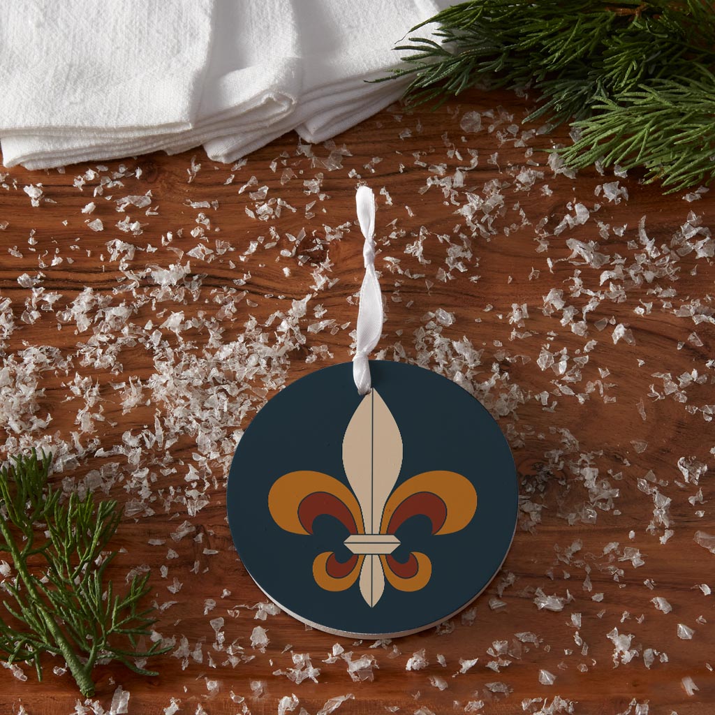 Modern Minimalist Louisiana Colorful Fleu De Lis| Wood Ornament | Eaches | Min 6