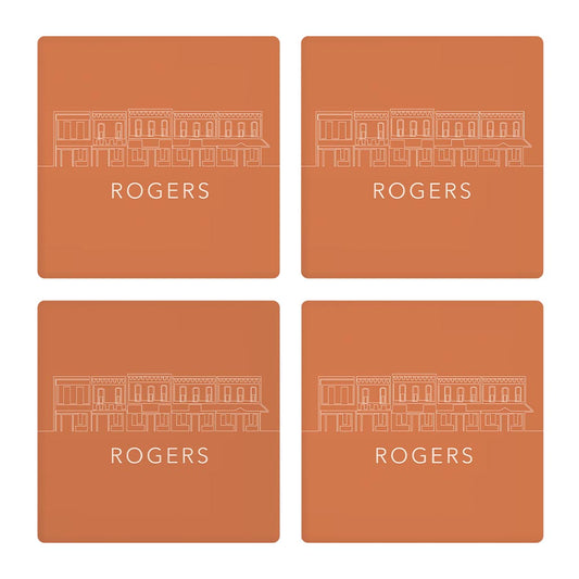 Modern Minimalist Arkansas Rogers Skyline | Absorbent Coasters | Set of 4 | Min 2