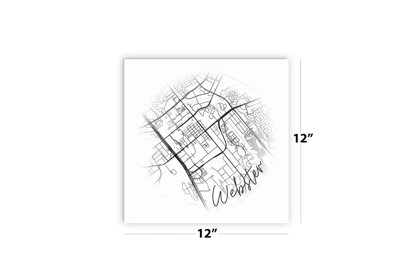 Minimalistic B&W Texas Webster Circle Map | Wood Sign | Eaches | Min 2