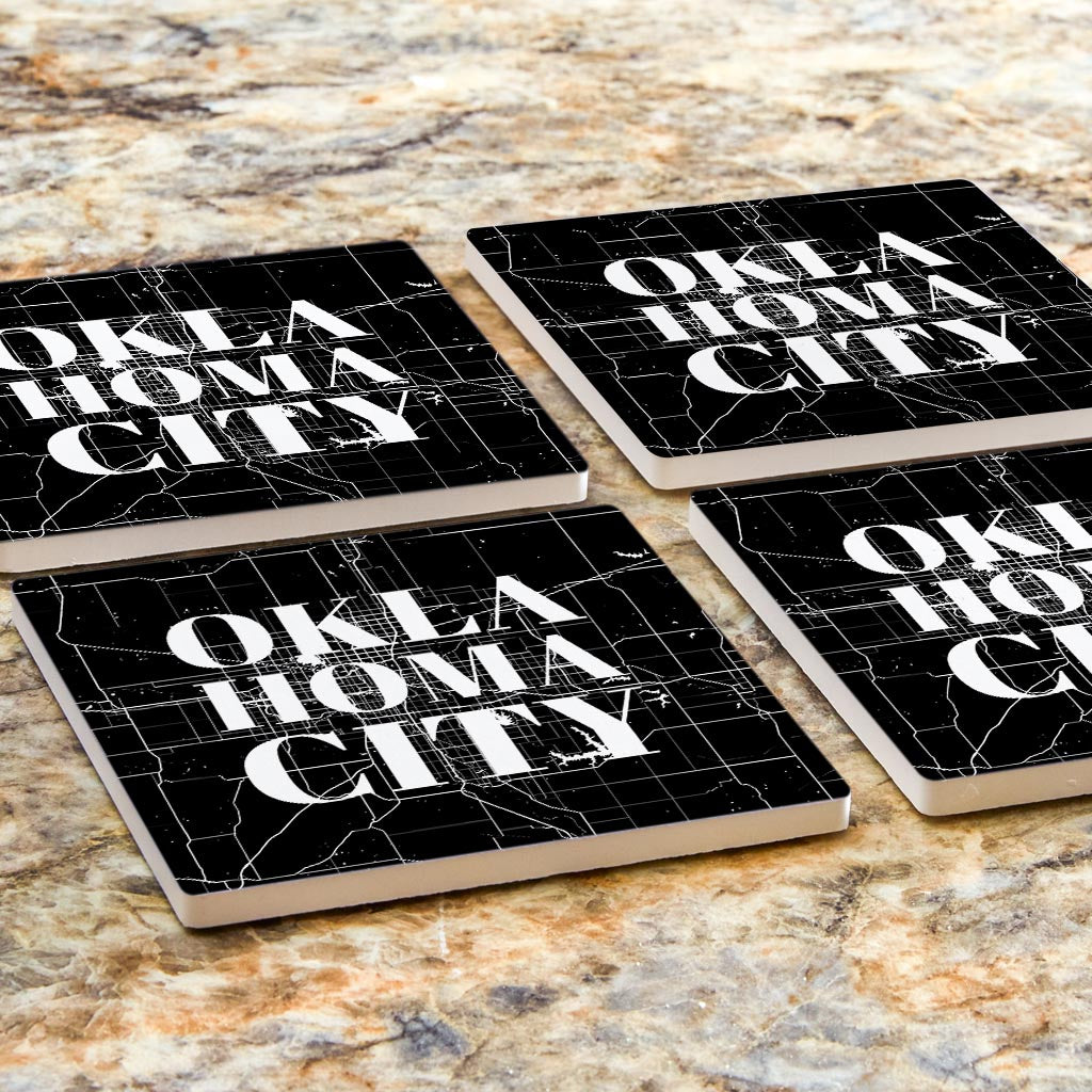 Modern Oklahoma City Map | Absorbent Coasters | Set of 4 | Min 2