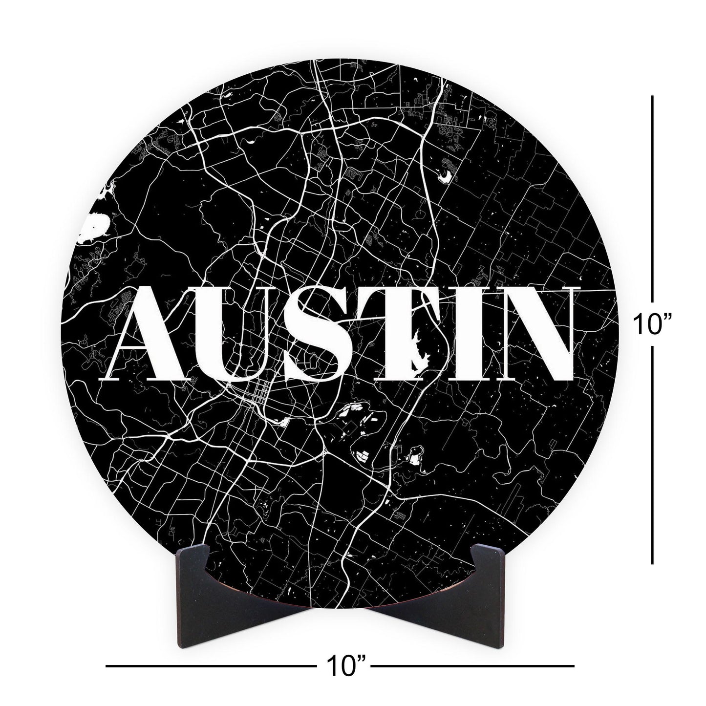 Minimalistic B&W Texas Austin Map | Wood Sign | Eaches | Min 1