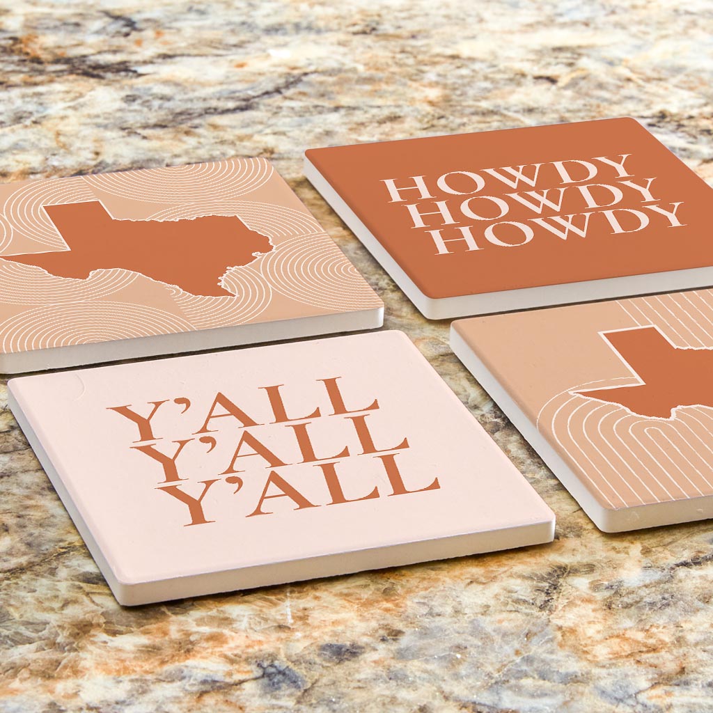 Modern Minimalist Texas Set | Absorbent Coasters | Set of 4 | Min 2