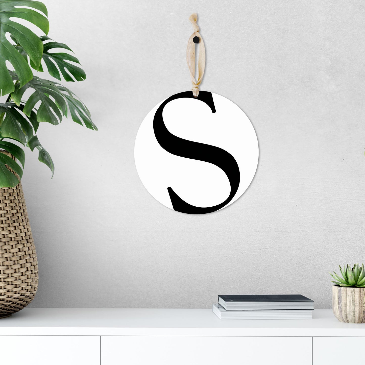 Minimalist Monogram S | Wood Ornament | Eaches | Min 1