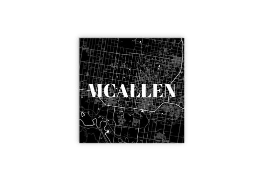 Minimalistic B&W Texas Mcallen Map | Wood Sign | Eaches | Min 2