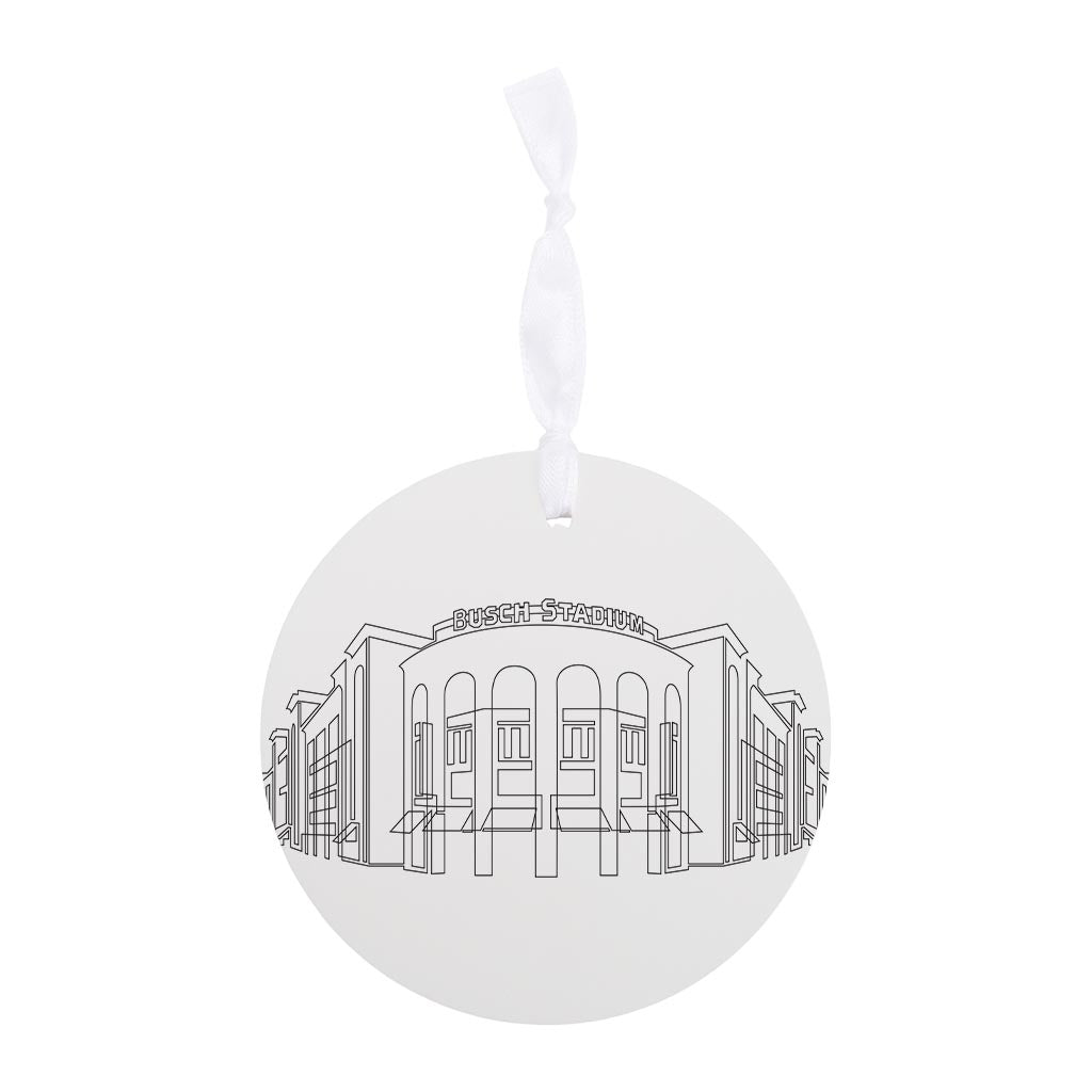 Minimalist B&W Missouri Busch Stadium Line Drawing| Wood Ornament | Eaches | Min 6