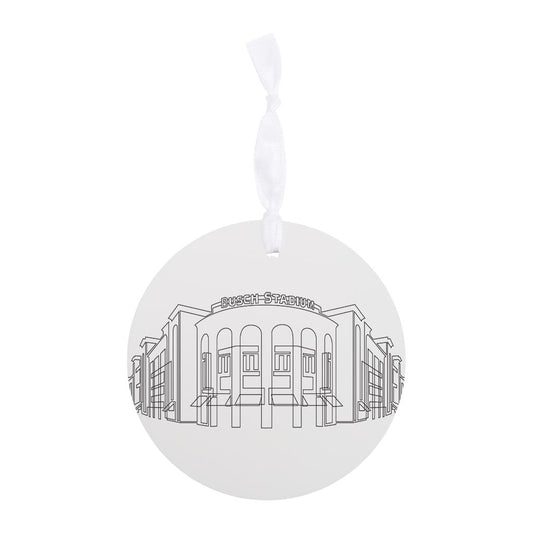 Minimalist B&W Missouri Busch Stadium Line Drawing| Wood Ornament | Eaches | Min 6