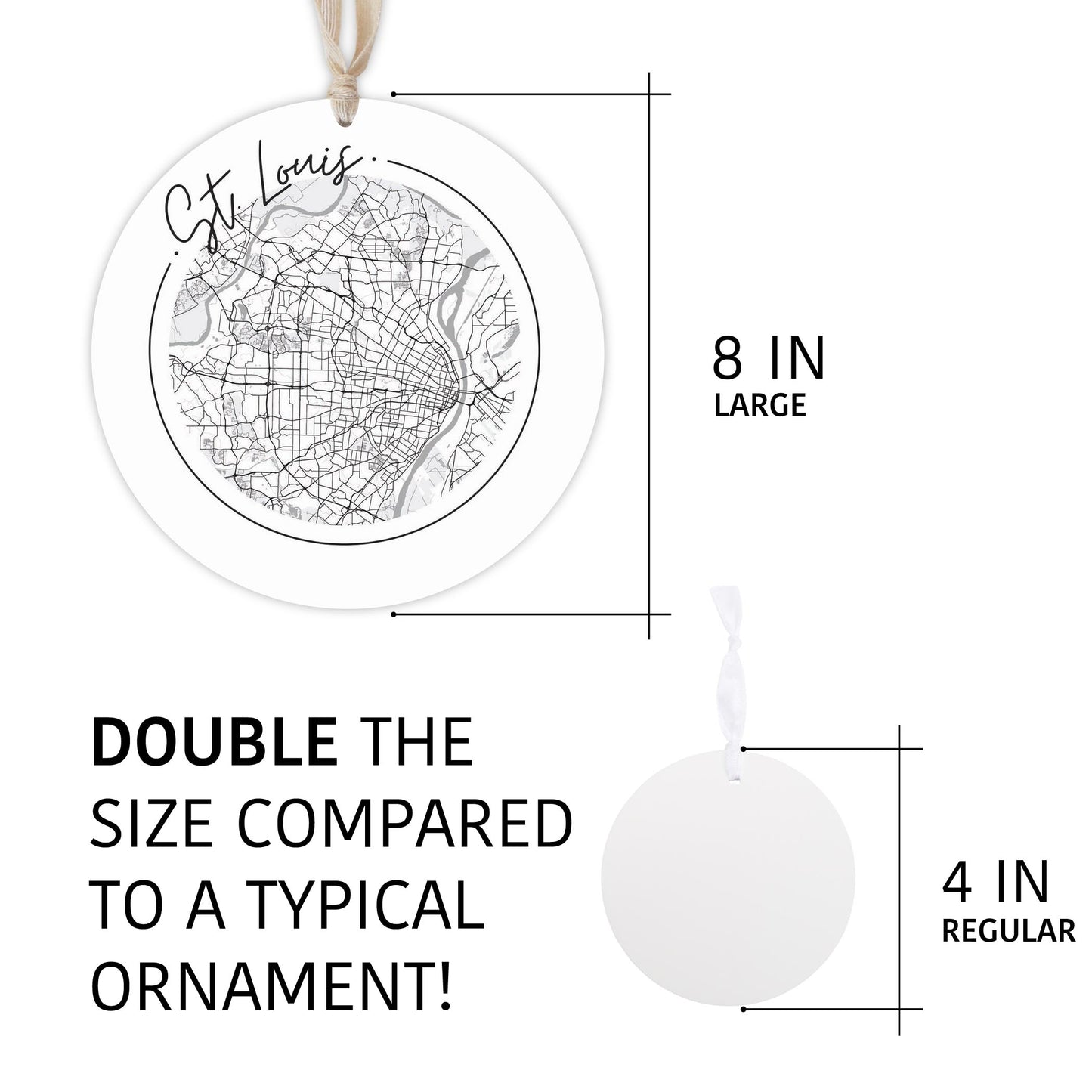 Minimalist B&W Missouri St Louis Circle Map | Wood Ornament | Eaches | Min 1