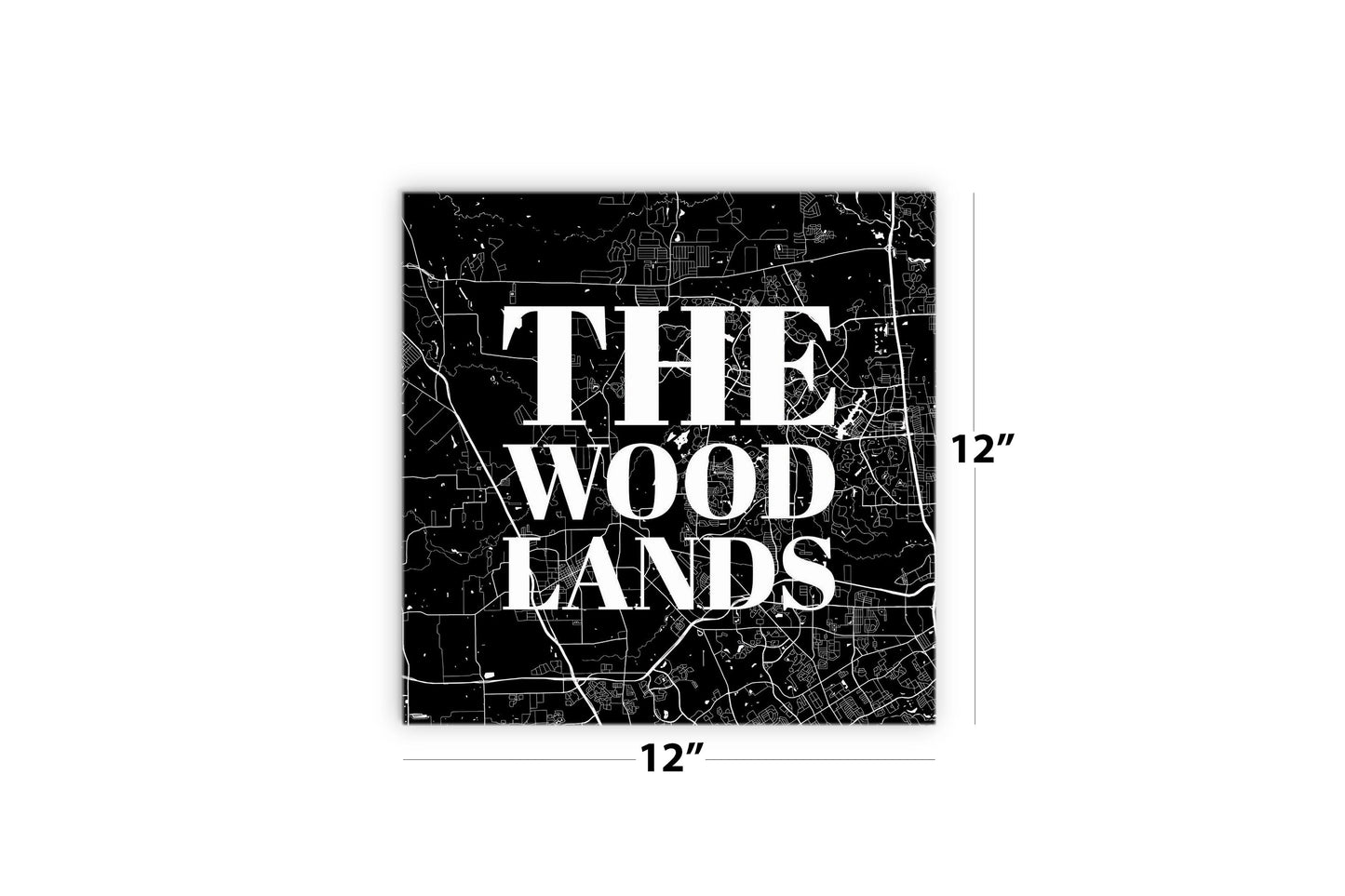 Minimalistic B&W Texas The Woodlands Map | Wood Sign | Eaches | Min 2