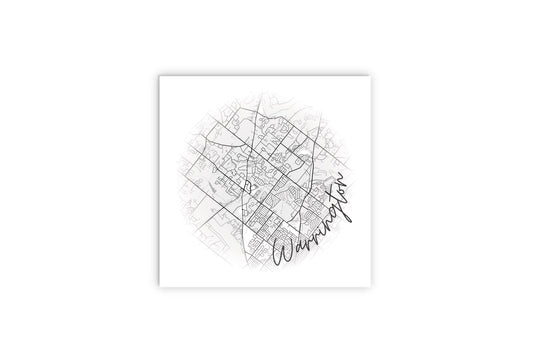 Minimalistic B&W Pennsylvania Warrington Circle Map | Wood Sign | Eaches | Min 2