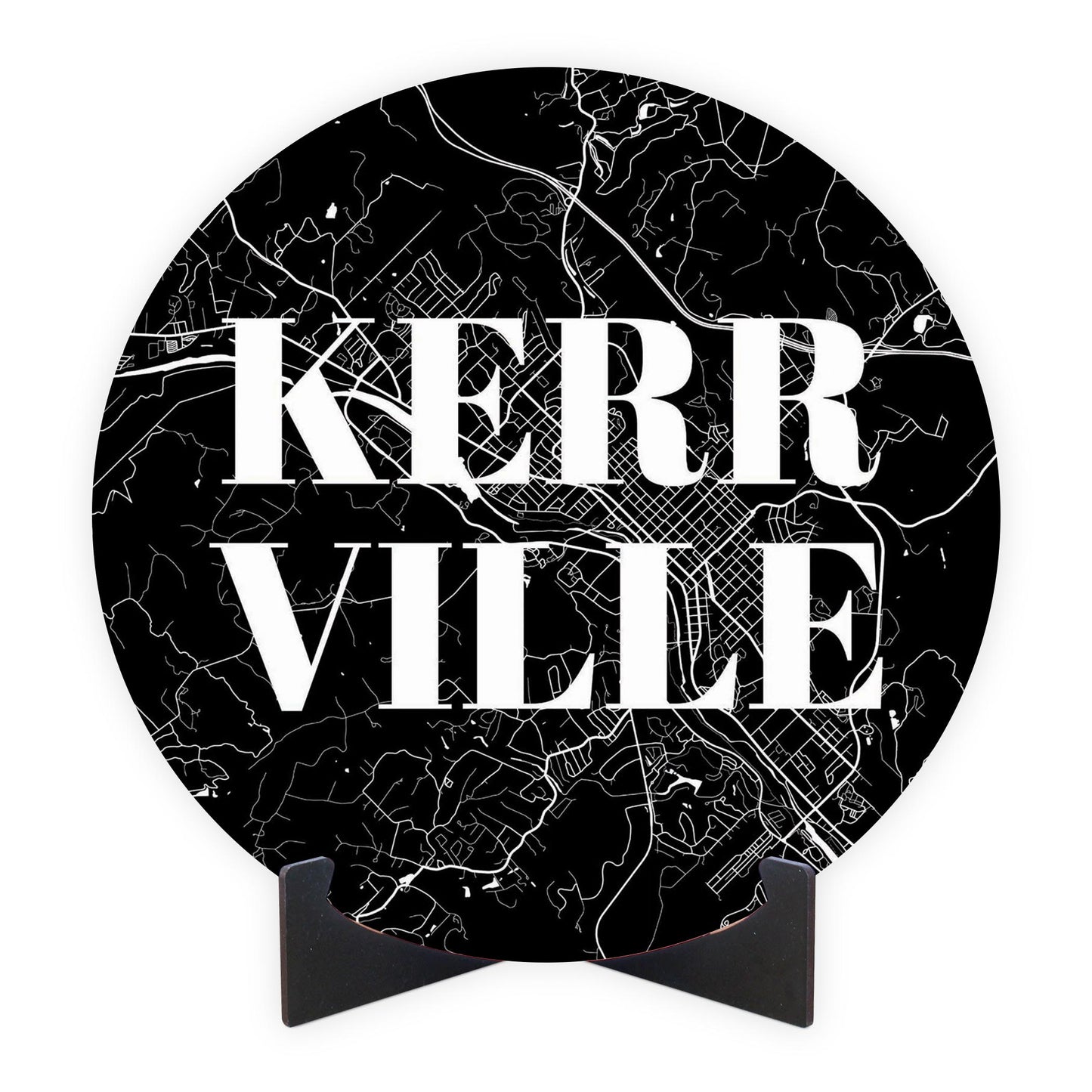 Minimalistic B&W Texas Kerrville Map | Wood Sign | Eaches | Min 1