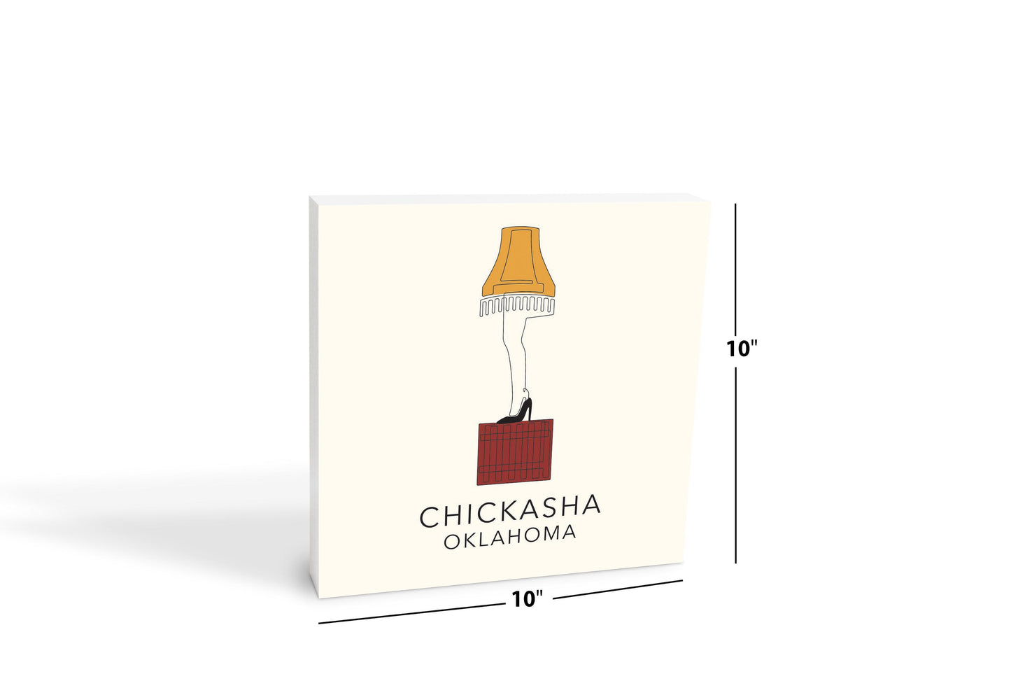 Modern Minimalist Oklahoma Colorful Chickasha Leg Lamp | Wood Block | Eaches | Min 2