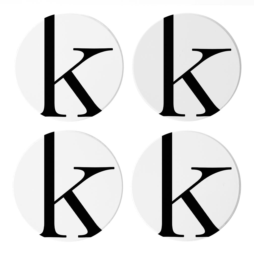 Minimalist Monogram K Circle | Absorbent Coasters | Set of 4 | Min 2