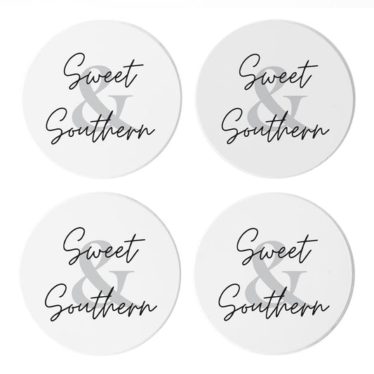 Minimalistic B&W Texas Sweet Southern| Absorbent Coasters | Set of 4 | Min 2