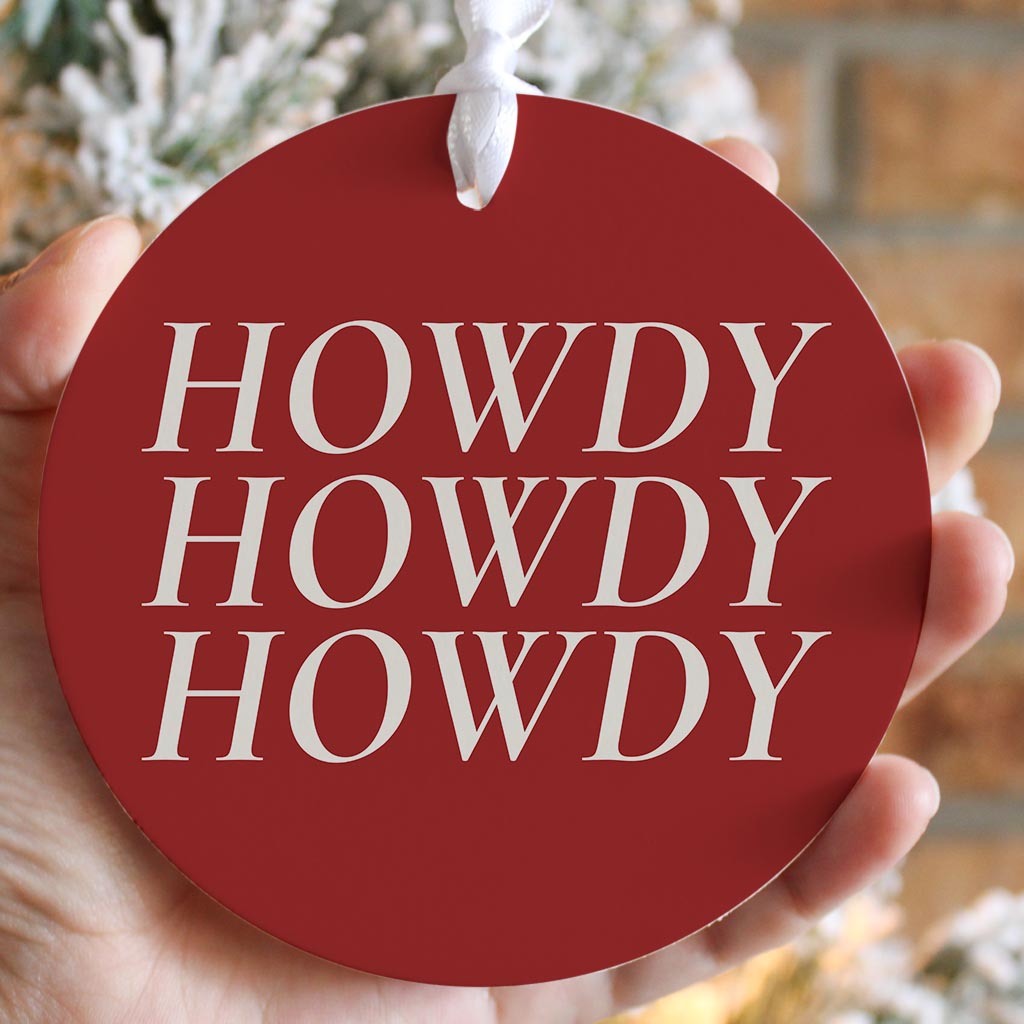 Modern Minimalist Texas Colors Howdy | Wood Ornament | Eaches | Min 6