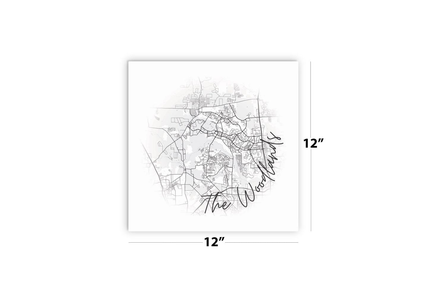 Minimalistic B&W Texas The Woodlands Circle Map | Wood Sign | Eaches | Min 2