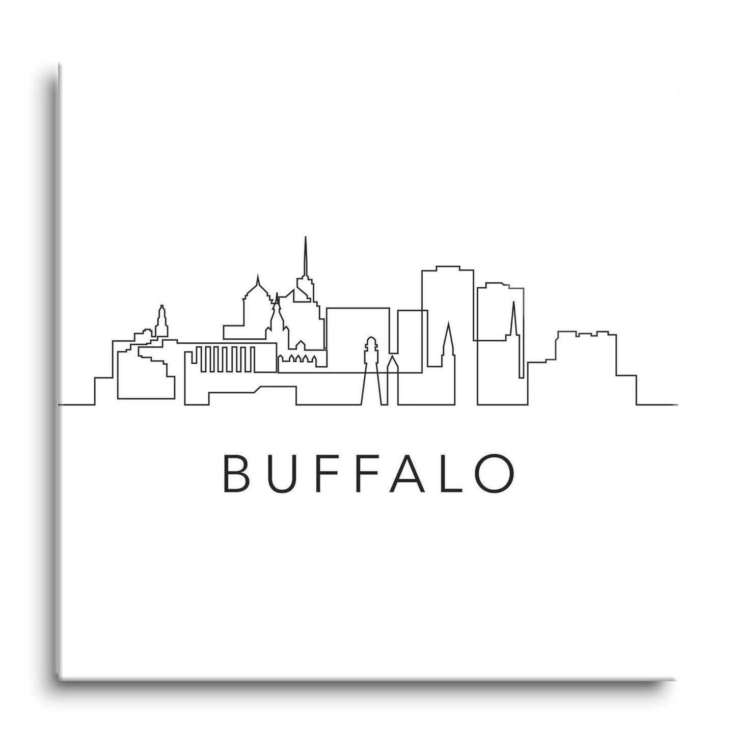 Minimalistic B&W New York Buffalo Skyline | Hi-Def Glass Art | Eaches | Min 1