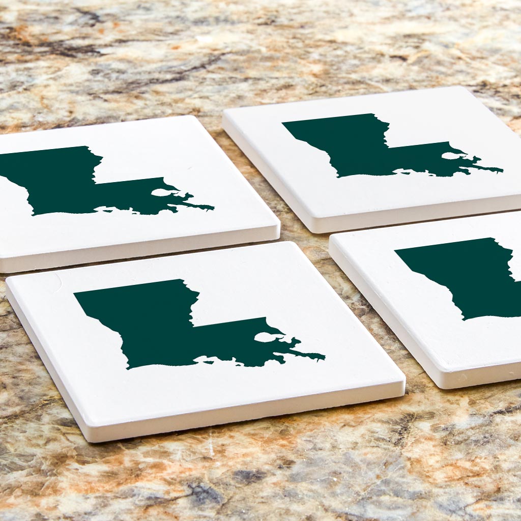 Blue White Louisiana State Shape| Absorbent Coasters | Set of 4 | Min 2