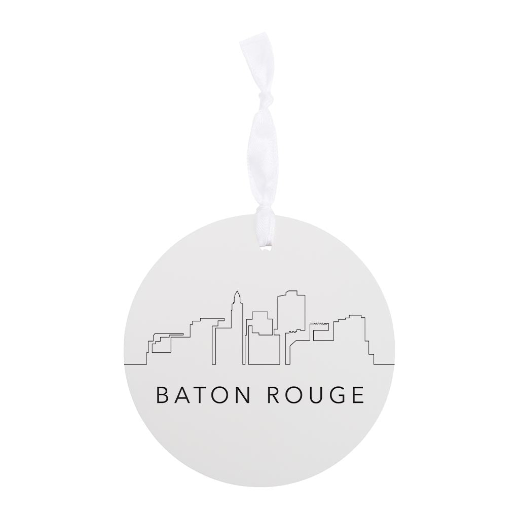 Modern Louisiana Baton Rouge City Line Drawing | Wood Ornament | Eaches | Min 6