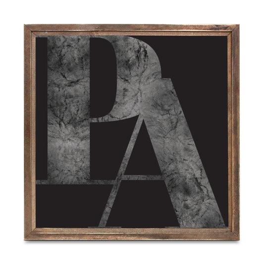 Minimalistic B&W Pennsylvania Black Initials | Wood Sign | Eaches | Min 1