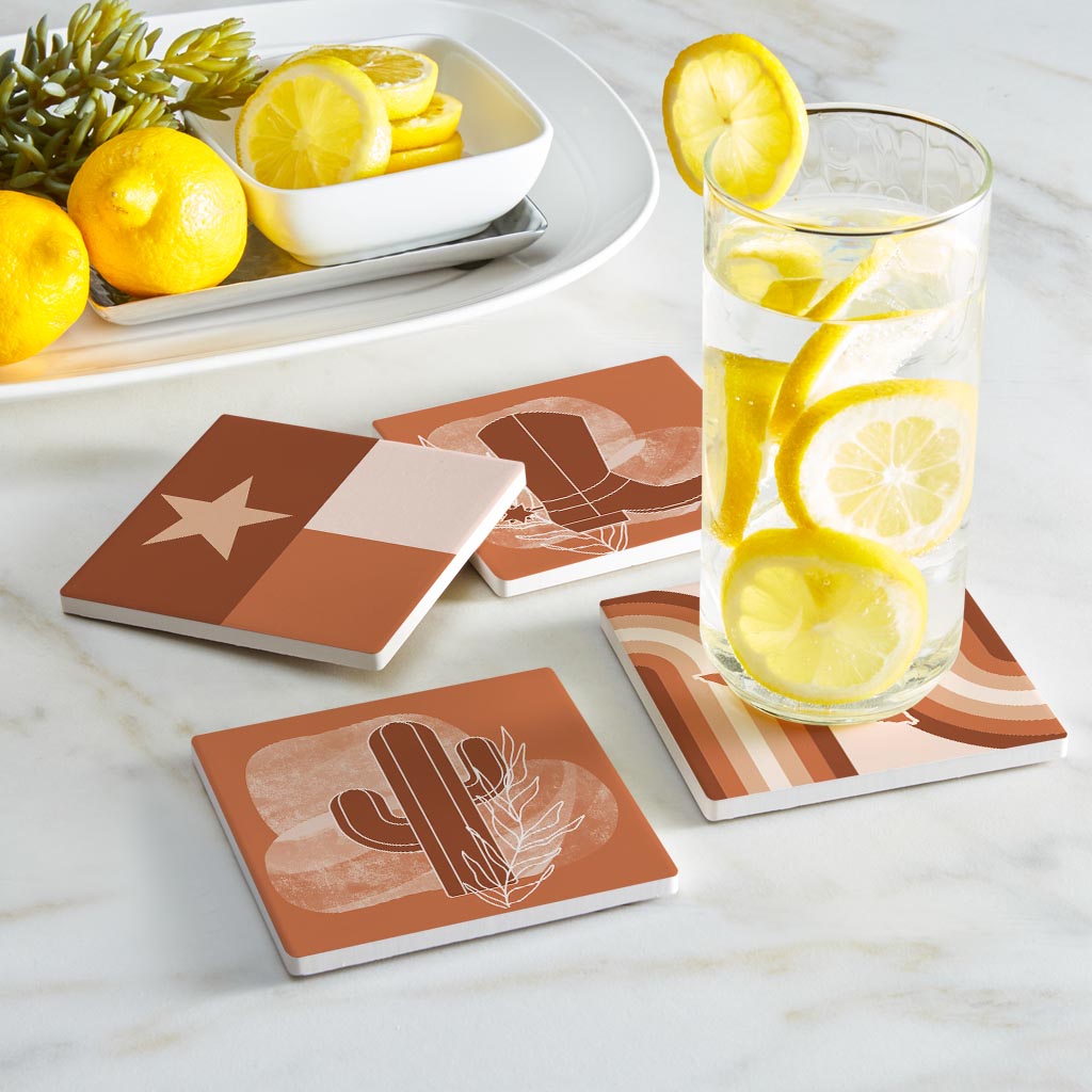 Modern Minimalist Texas Set | Absorbent Coasters | Set of 4 | Min 2