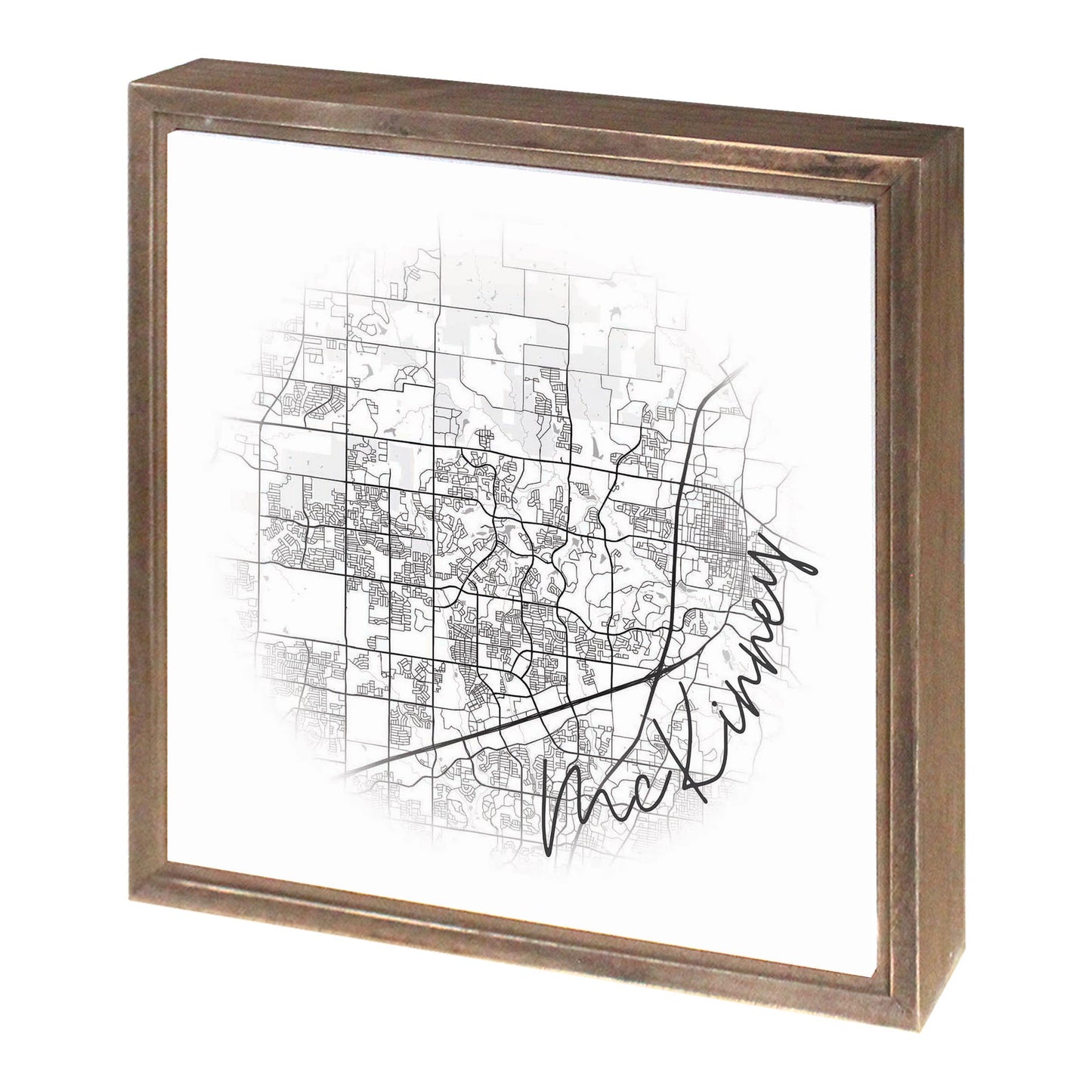 Minimalistic B&W Texas Mckinney Circle Map | Wood Sign | Eaches | Min 1