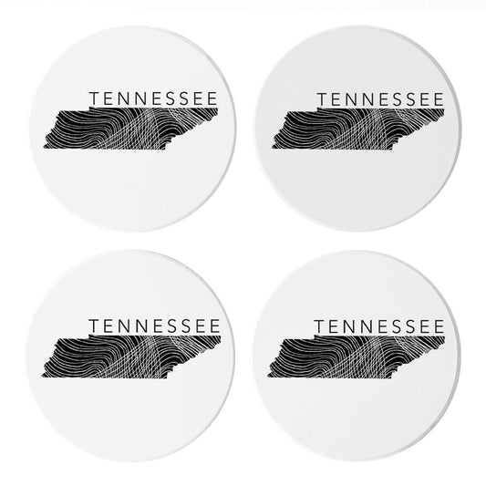 Minimalist B&W Tennessee State Name | Absorbent Coasters | Set of 4 | Min 2