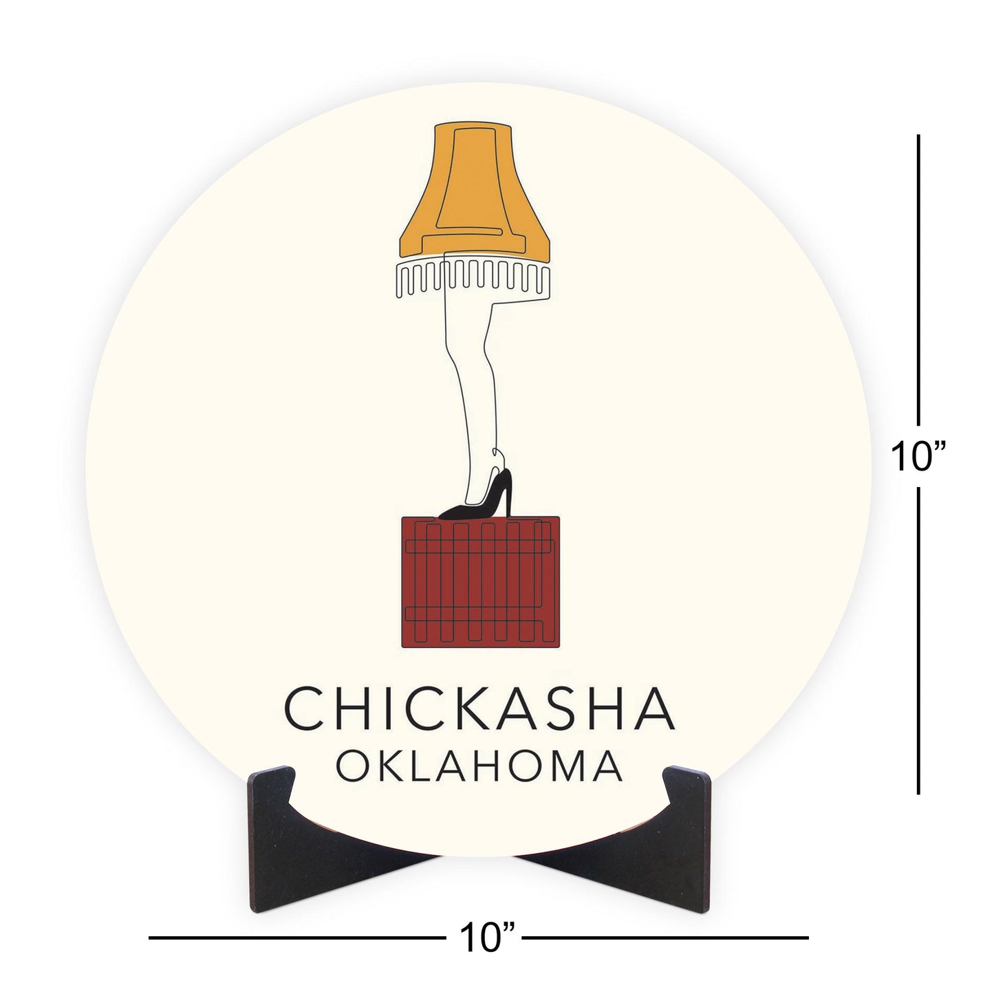 Modern Minimalist Oklahoma Colorful Chickasha Leg Lamp | Wood Sign | Eaches | Min 1