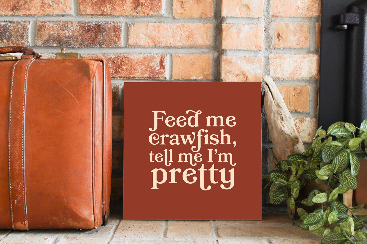 Modern Minimalist Louisiana Feed Me Crawfish | Wood Sign | Eaches | Min 2