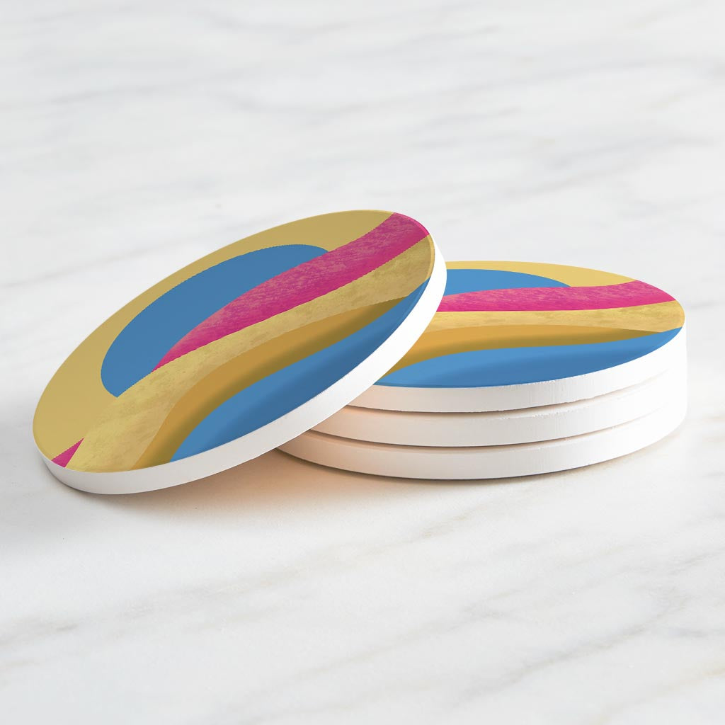 Pansexual Pride Moon Waves| Absorbent Coasters | Set of 4 | Min 2