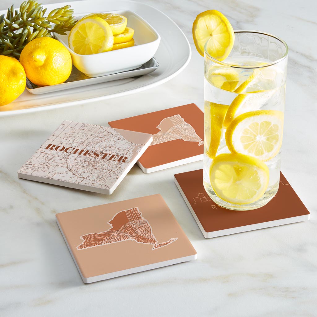 Modern Minimalist New York Rochester State| Absorbent Coasters | Set of 4 | Min 2