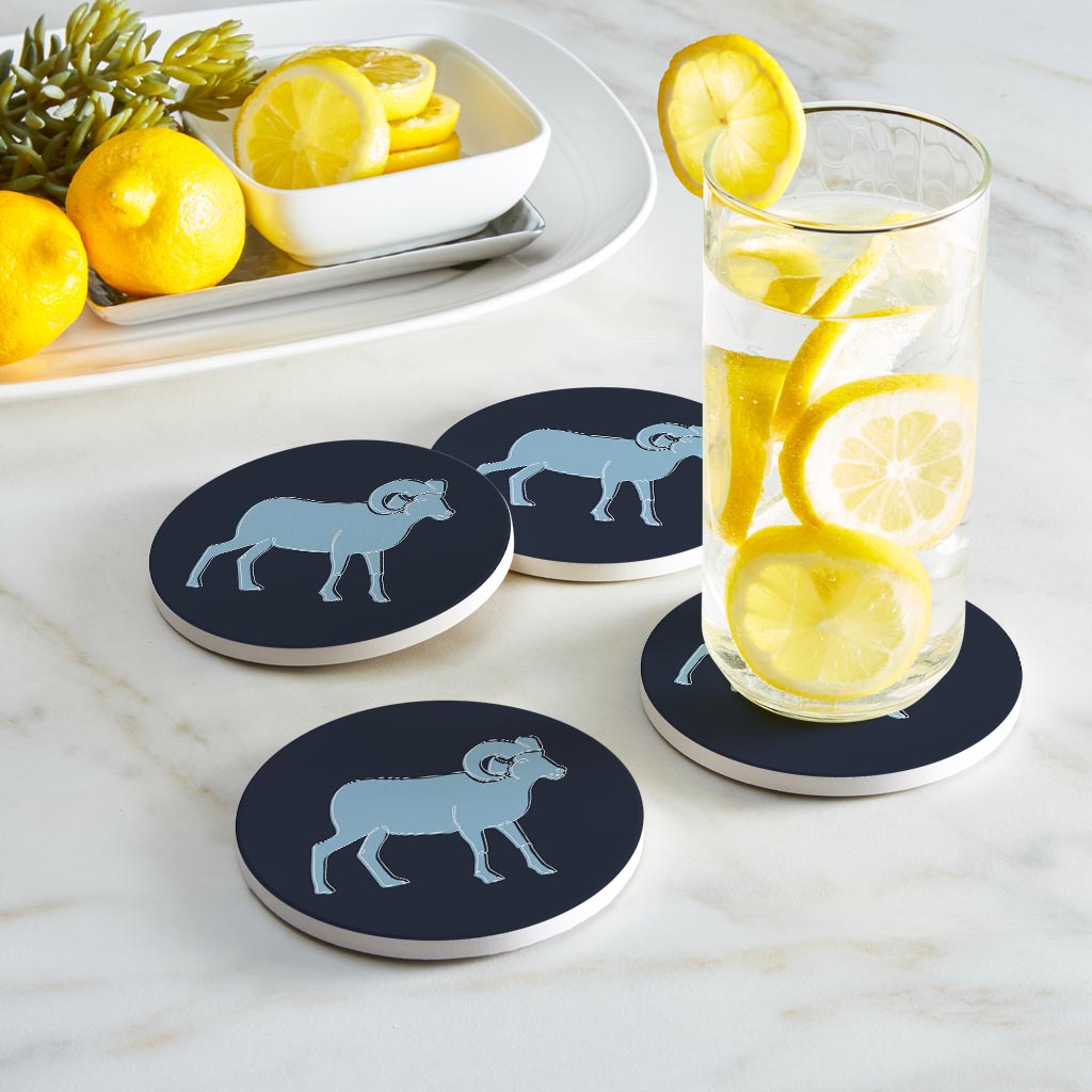 Blue Shades North Carolina Ram Line Drawing | Absorbent Coasters | Set of 4 | Min 2