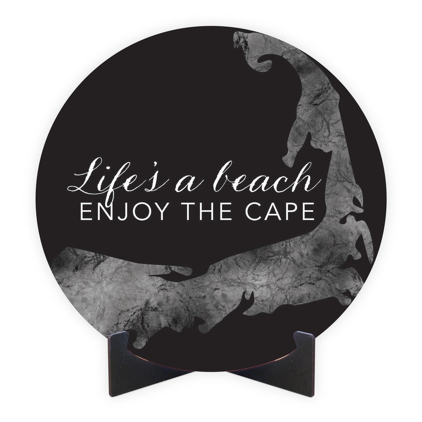 Minimalistic B&W Cape Cod Lifes A Beach | Wood Sign | Eaches | Min 1