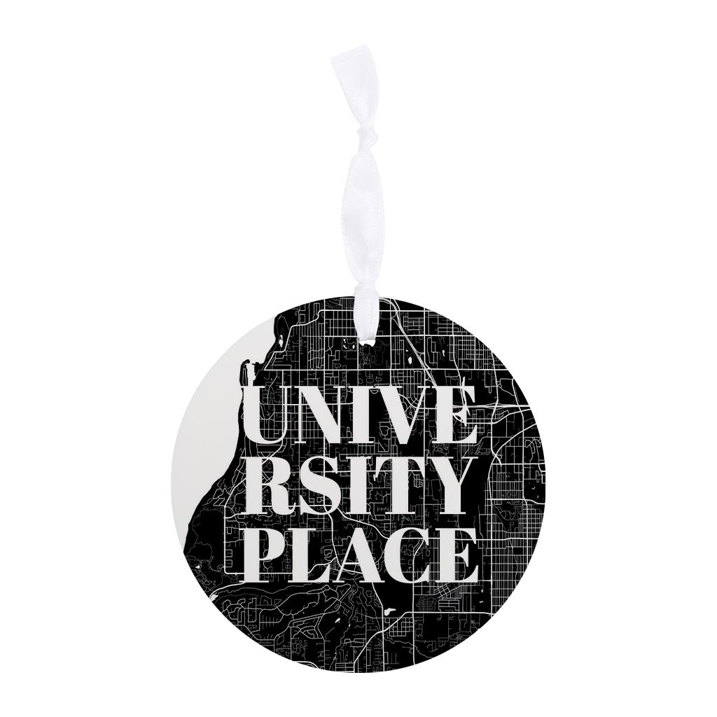 Minimalistic B&W Washington University Place Map | Wood Ornament | Eaches | Min 6