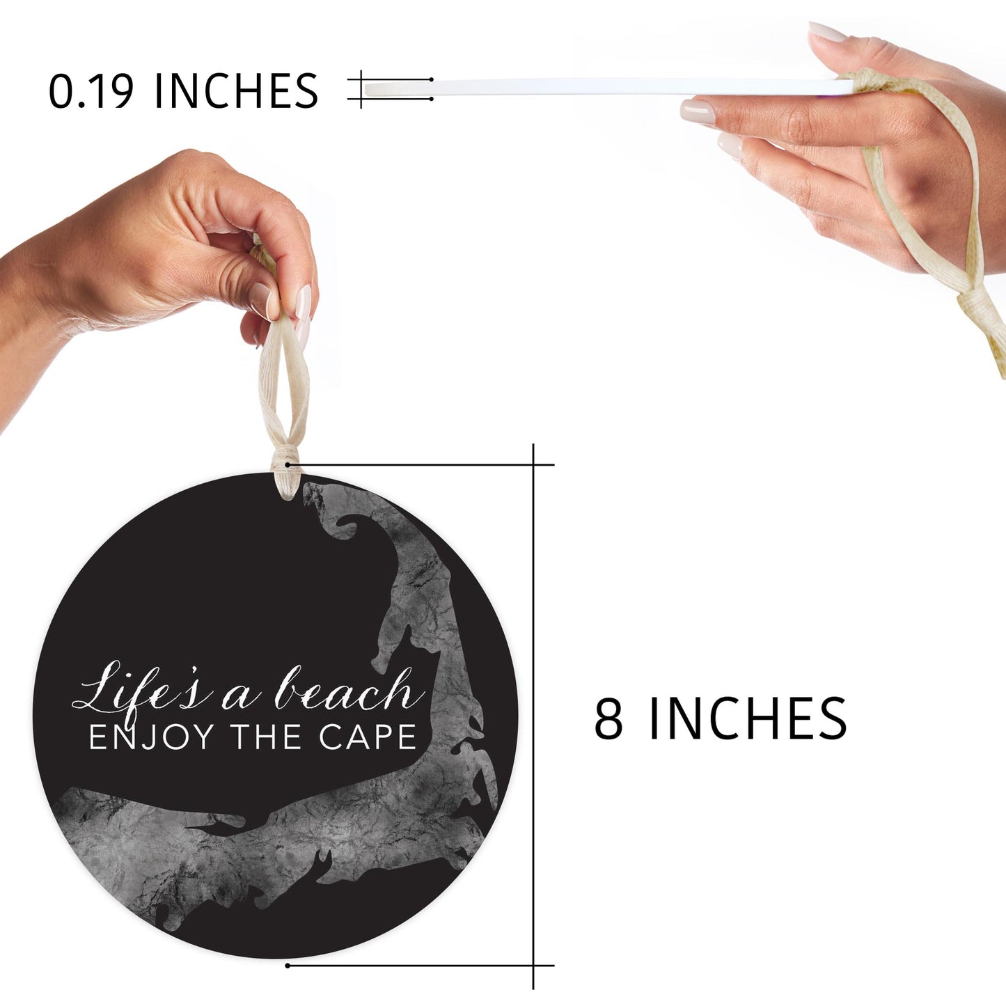 Minimalistic B&W Cape Cod Lifes A Beach | Wood Ornament | Eaches | Min 1