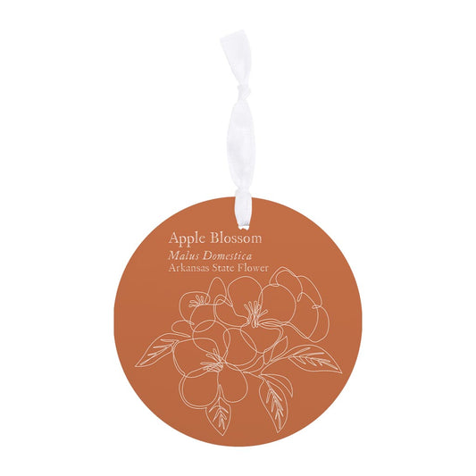 Modern Minimalist Arkansas Single Line Apple Blossoms | Wood Ornament | Eaches | Min 6