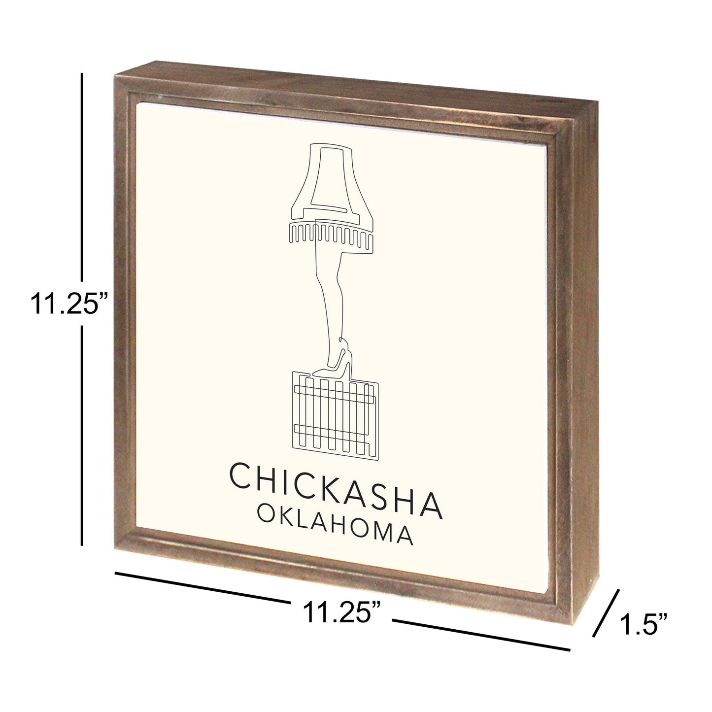 Modern Minimalist Oklahoma Chickasha Leg Lamp | Wood Sign | Eaches | Min 1