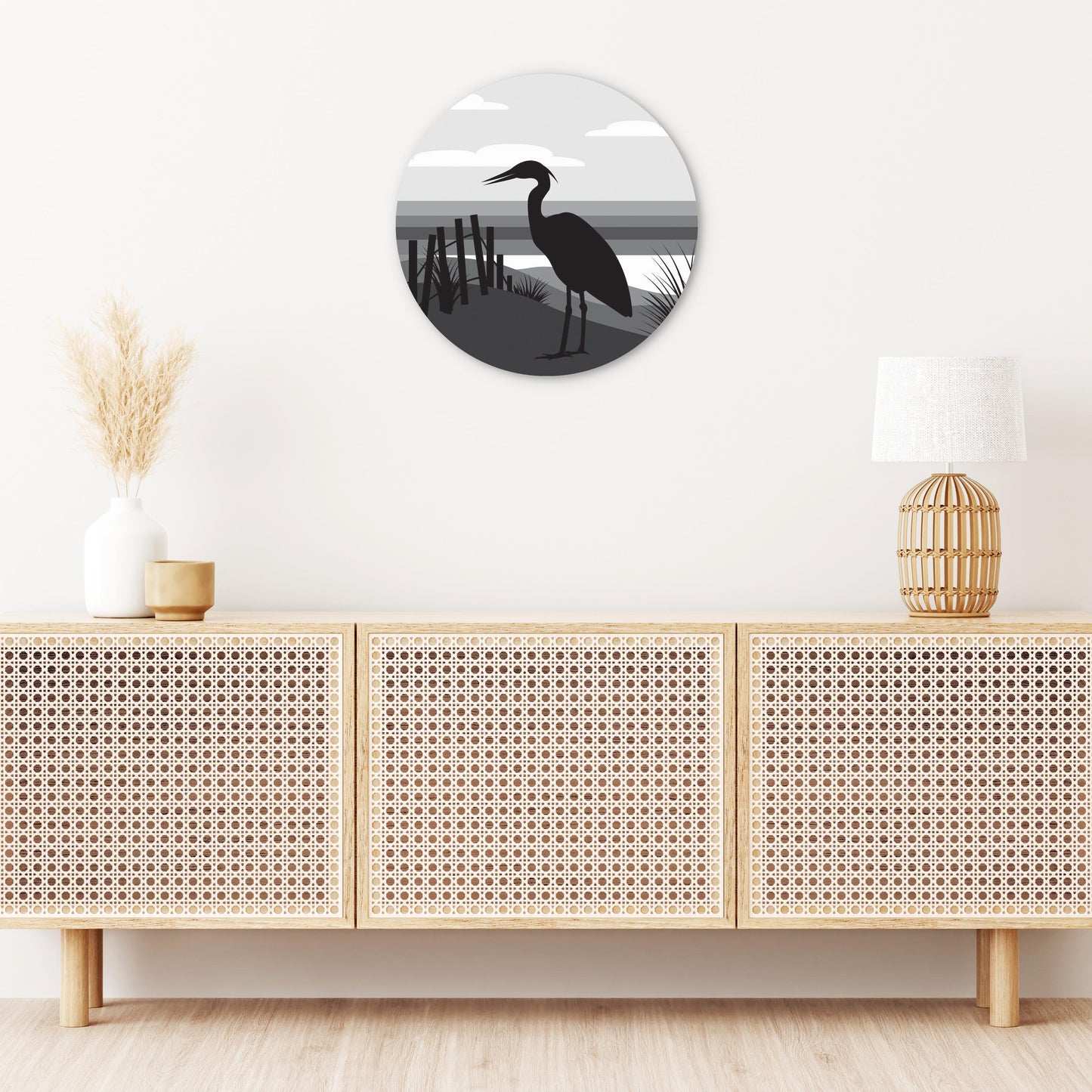 Minimalistic B&W Cape Cod Heron Illustration | Wood Sign | Eaches | Min 1