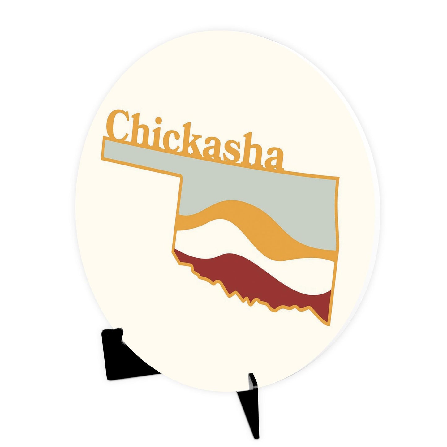 Modern Minimalist Oklahoma State Chickasha | Wood Sign | Eaches | Min 1