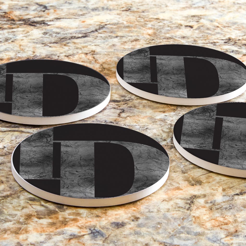 Minimalist B&W Idaho Black Initials | Absorbent Coasters | Set of 4 | Min 2