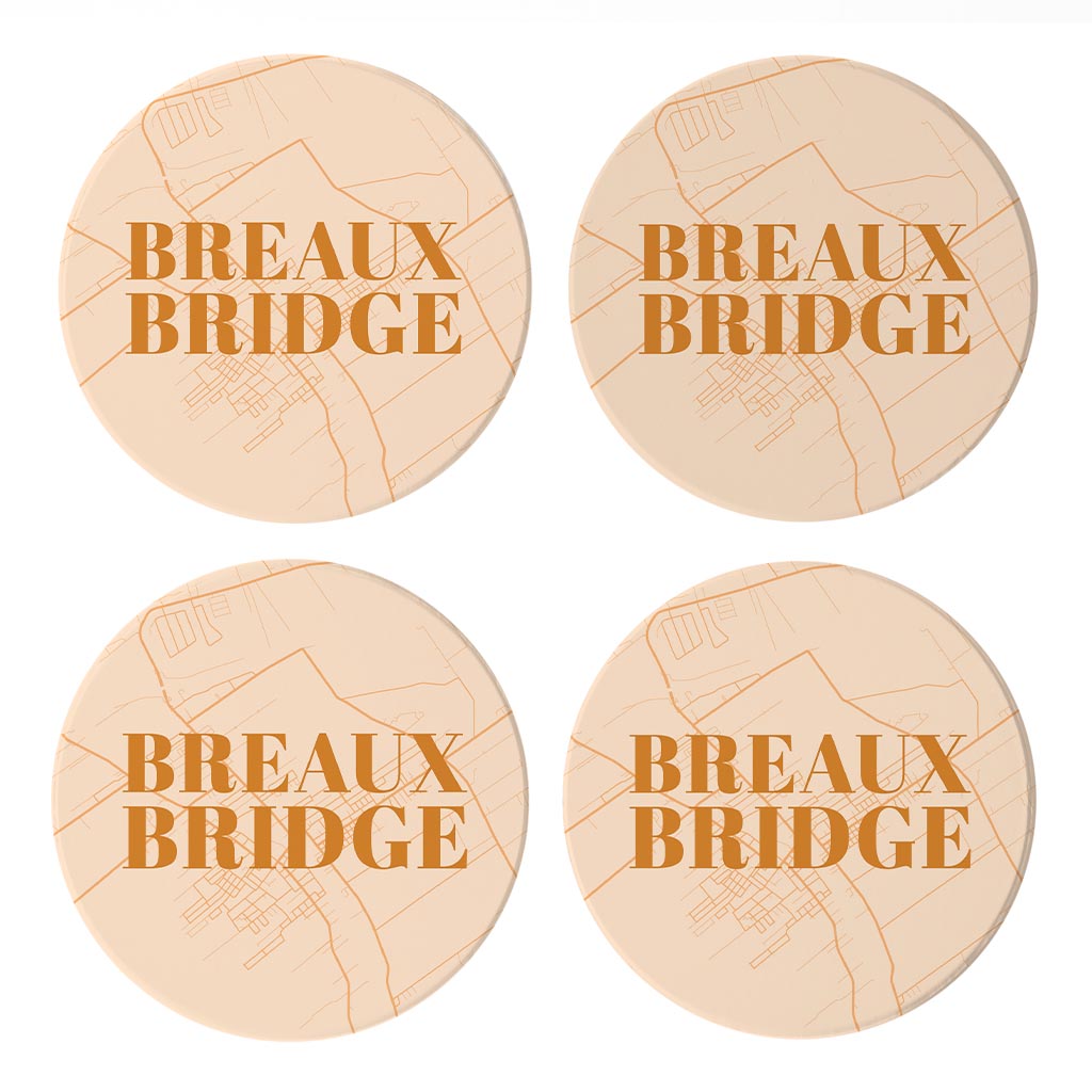 Modern Minimalist Louisiana Breaux Bridge Map | Absorbent Coasters | Set of 4 | Min 2